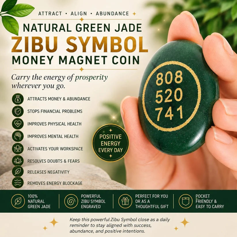 Natural Green Jade Zibu Symbol Money Magnet Coin