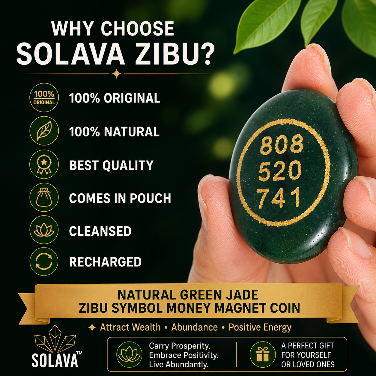 Natural Green Jade Zibu Symbol Money Magnet Coin